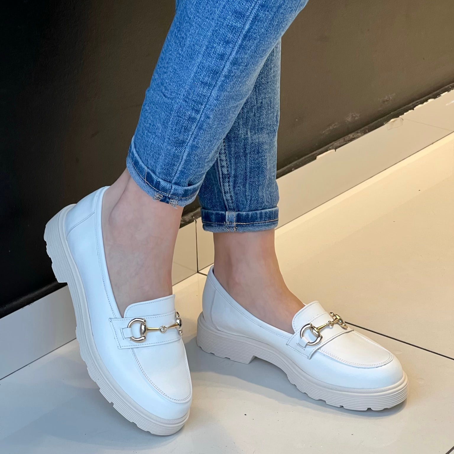 Δερμάτινα Loafers MARA SHOES ΛΕΥΚΟ - 3010