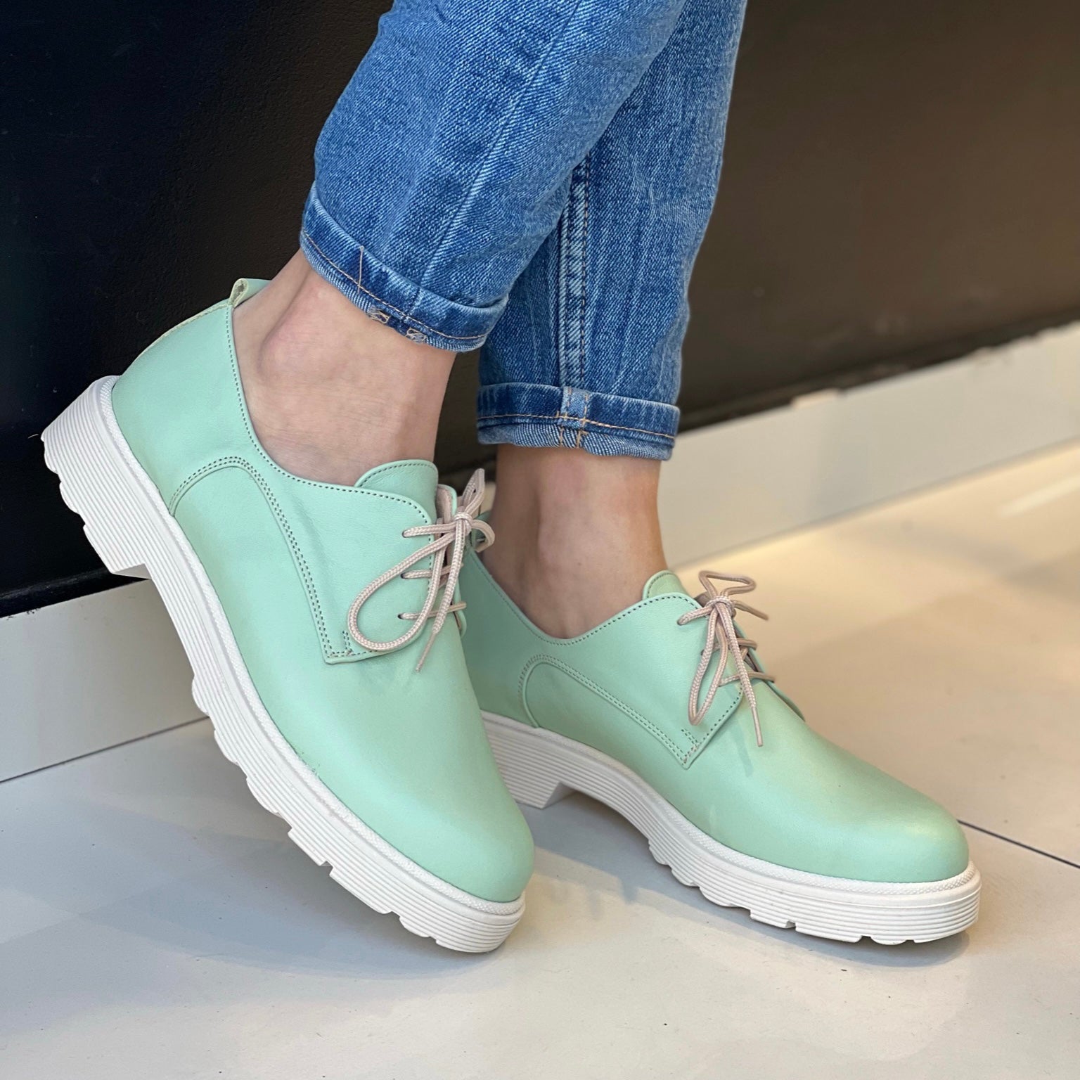 Δερμάτινα Oxfords MARA SHOES ΜΕΝΤΑ - 3000